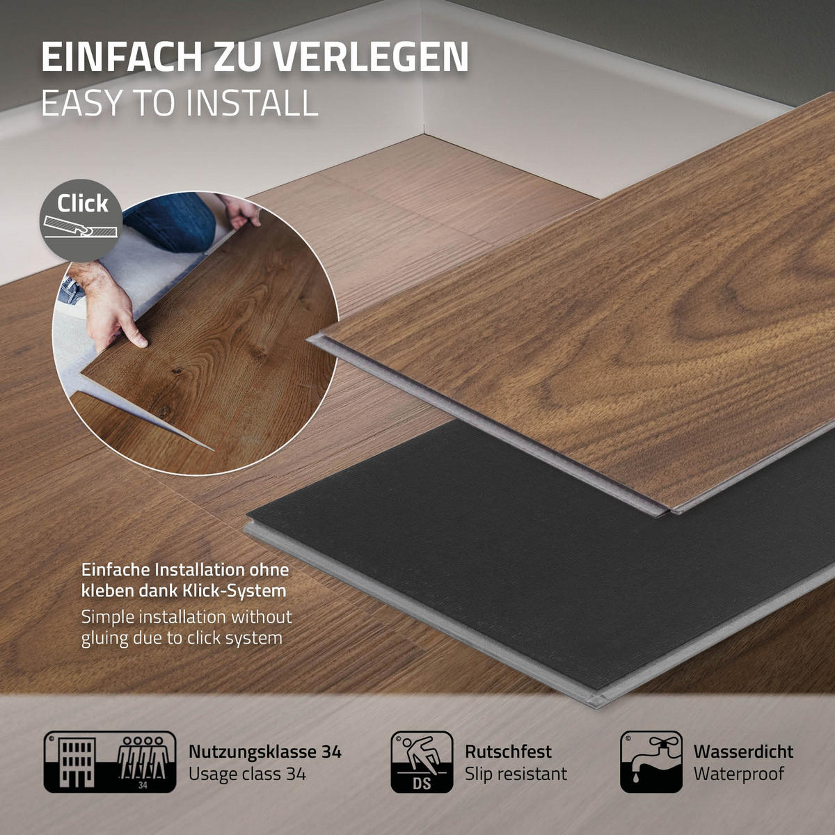 VINYLBODEN Click 3,08m²/14 Dielen Outtrigger Eiche - Dunkelbraun, Kunststoff (122/18/0.42cm) - ML-DESIGN