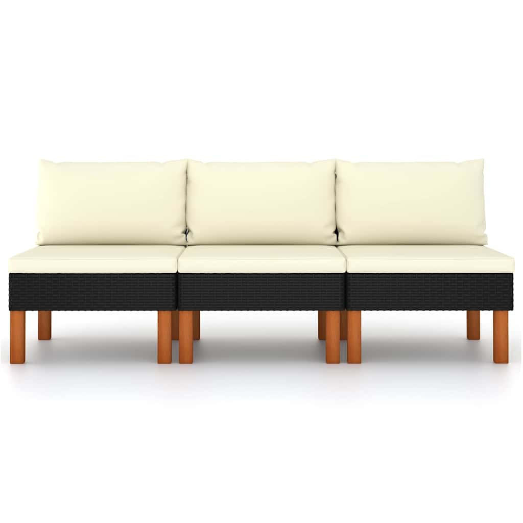GARTENSOFA JEXAE 67/60.5/64.5 cm （3-SITZER） - Schwarz, Holz (67/60.5/64.5cm) - ZMH