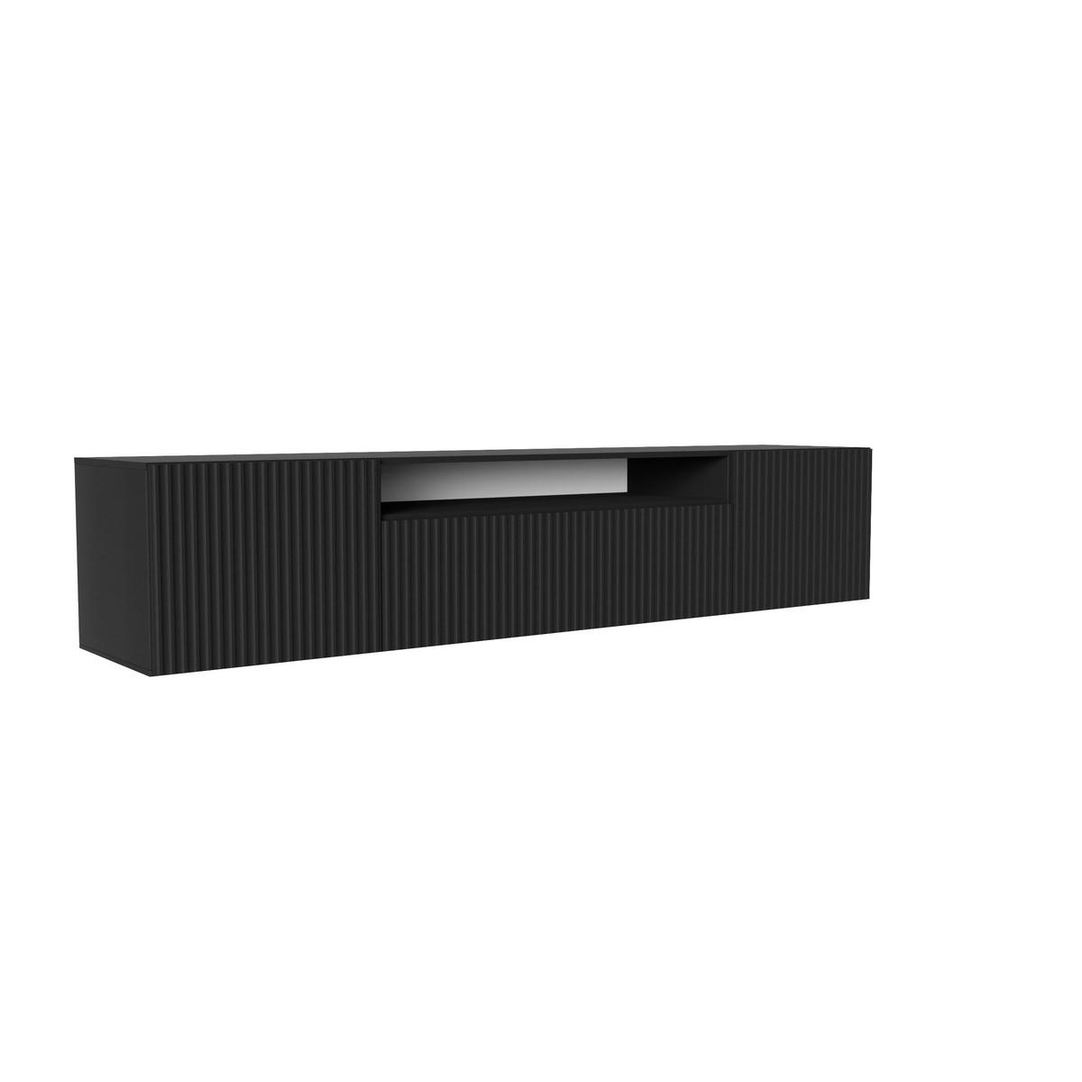 LOWBOARD Noa, Hängender TV-Schrank mit Push-to-Open System, schwarz - Schwarz, Holzwerkstoff (200/41/40cm) - AN-Moebel 4u