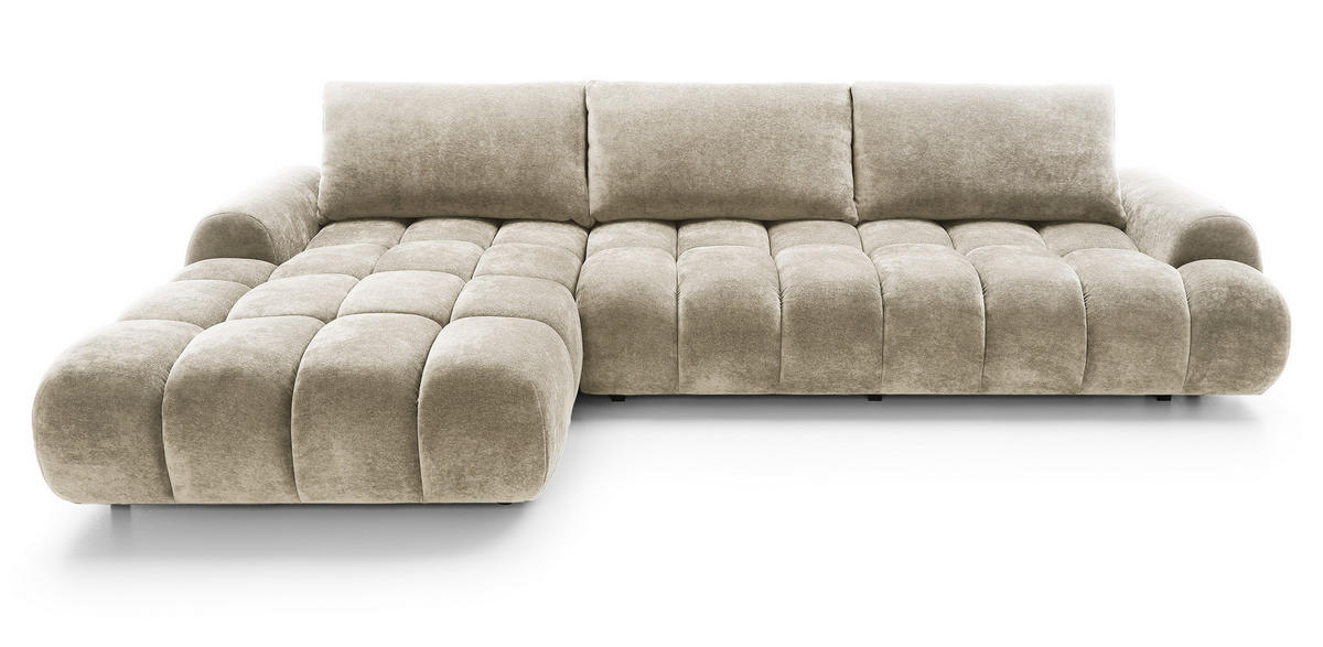 ECKSOFA 340 cm Valerio II, Schlaffunktion, Bettkasten, Links, Beige - Beige, Holz (340/177cm) - Emporius