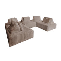 MODULSOFA WIOLO SOFT 5 MODULE 5 KISSEN Taupe Cord - Taupe/Schwarz, Kunststoff/Textil (333/84/222cm) - KAWOLA