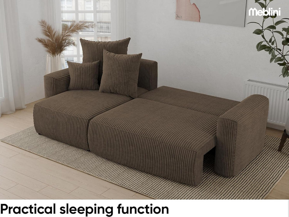 ECKSOFA DAVE L - Schwarz/Braun, Holzwerkstoff (238/87cm) - Meblini