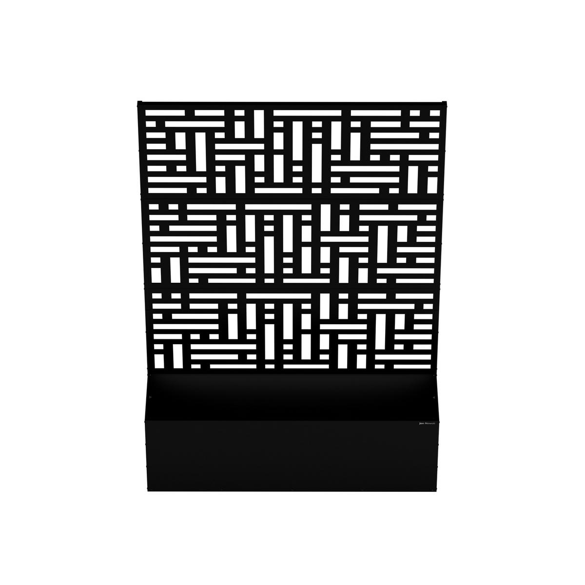 SICHTSCHUTZ mit Blumenkasten ROSE 180x120x30 cm - Schwarz, Metall (120/180/30cm) - Jan Nowak