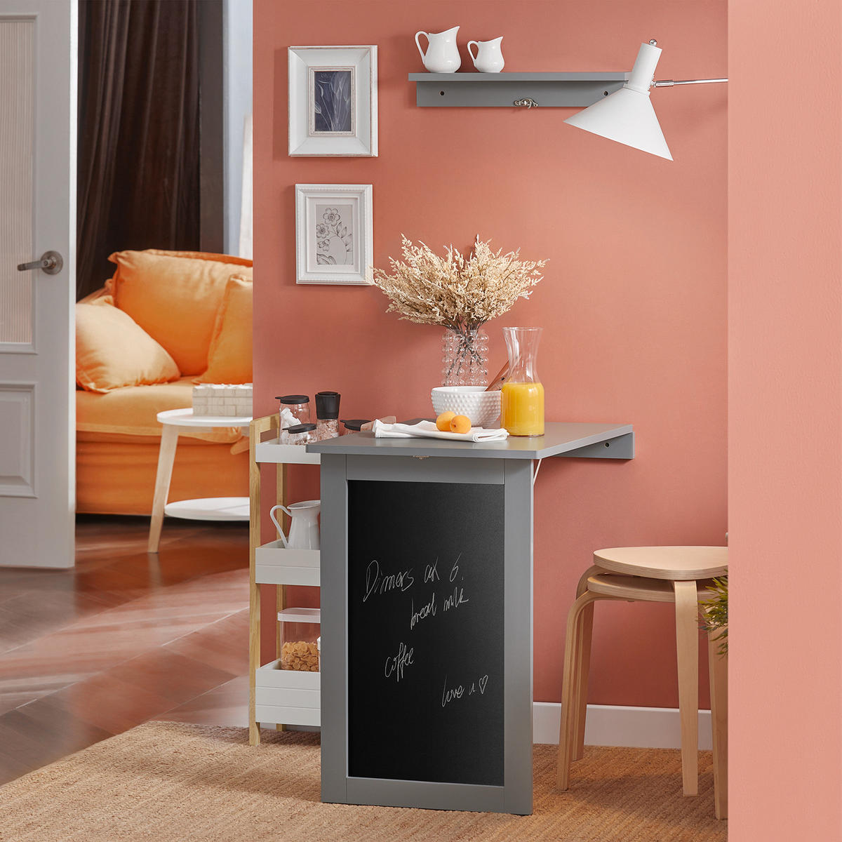 ESSTISCH Grau - Grau, Holzwerkstoff (50/76/75cm) - SoBuy