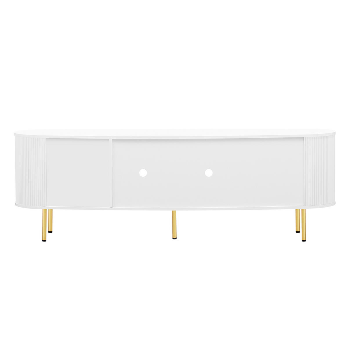 TV-SCHRANK in Weiß/Gold mit 4 Glastüren und Kabelführung 170/35/55 cm - Weiß, Holzwerkstoff (170/55/35cm) - Redom