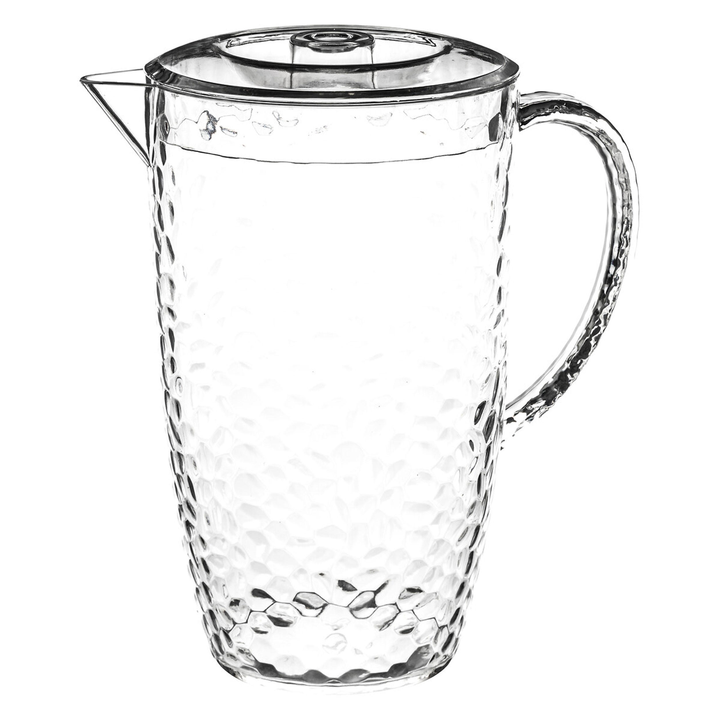KRUG mit Deckel Estiva in gehämmerter Optik, Kunststoff, Transparent, 2 Liter - Transparent, Kunststoff (2L) - 5five Simply Smart