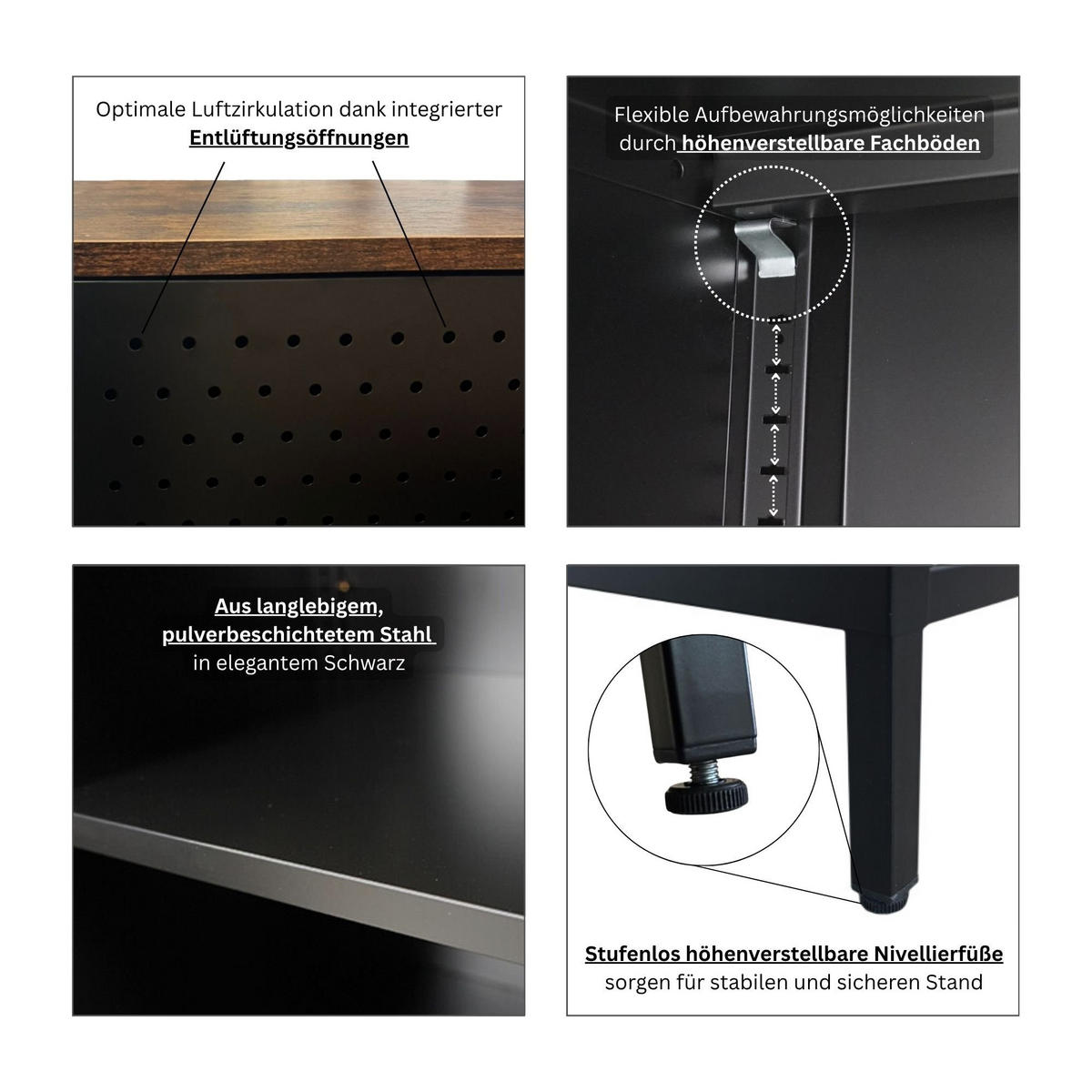 AKTENSCHRANK Lion Set Metall 76x80x40cm Vintagebraun/Schwarz - Schwarz, Metall (80/76/40cm) - PROREGAL