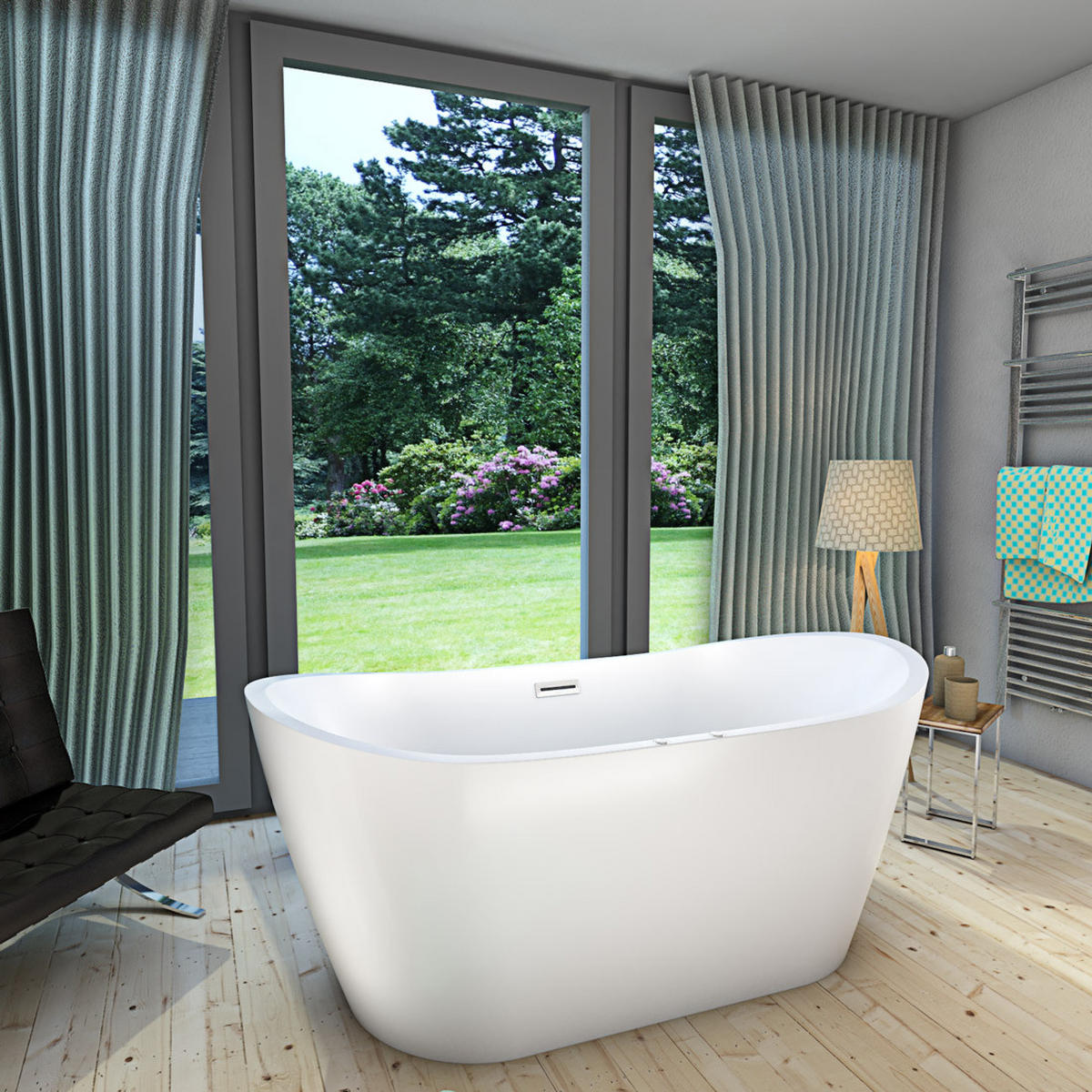 WHIRLPOOL freistehend F23 180x92cm - Weiß, Glas/Kunststoff (80/72/180cm) - AcquaVapore by Sandra Jentho