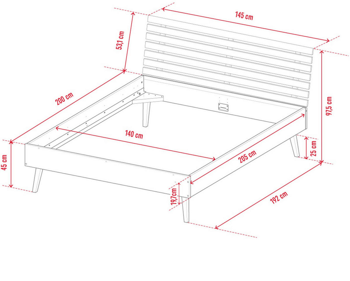 BETT NATURE - Eichefarben, Holzwerkstoff (213/145/95cm) - Vox Möbel