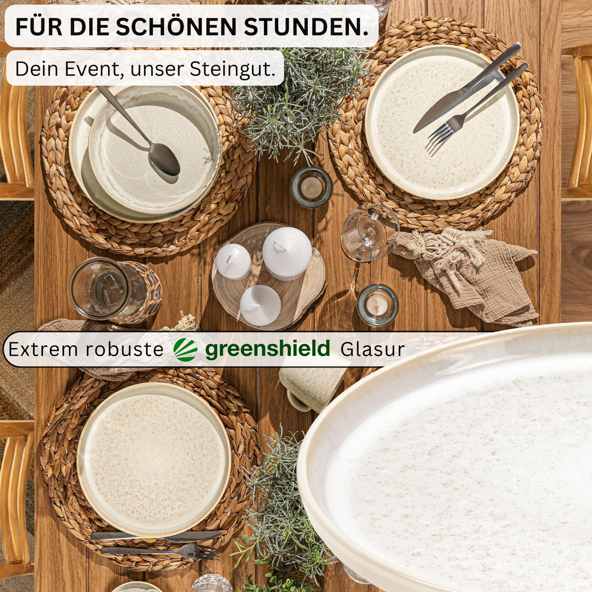 DESSERTTELLER SET KEY WEST - 6 teilig aus Steingut - Creme, Stein (20.7cm) - Sänger