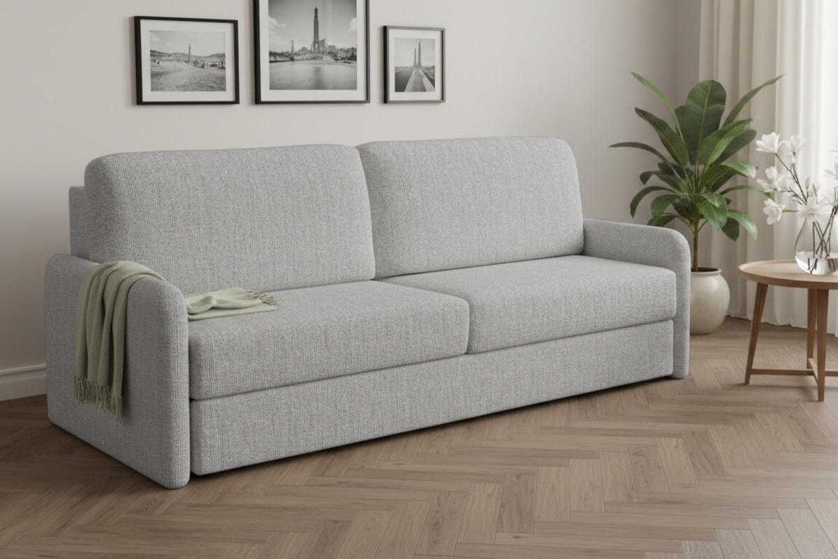 2-SITZER SOFA BIANCO 215 cm breit in Stoff Grau - Grau, Holzwerkstoff/Textil (215/90/92cm) - Deine Möbel 24