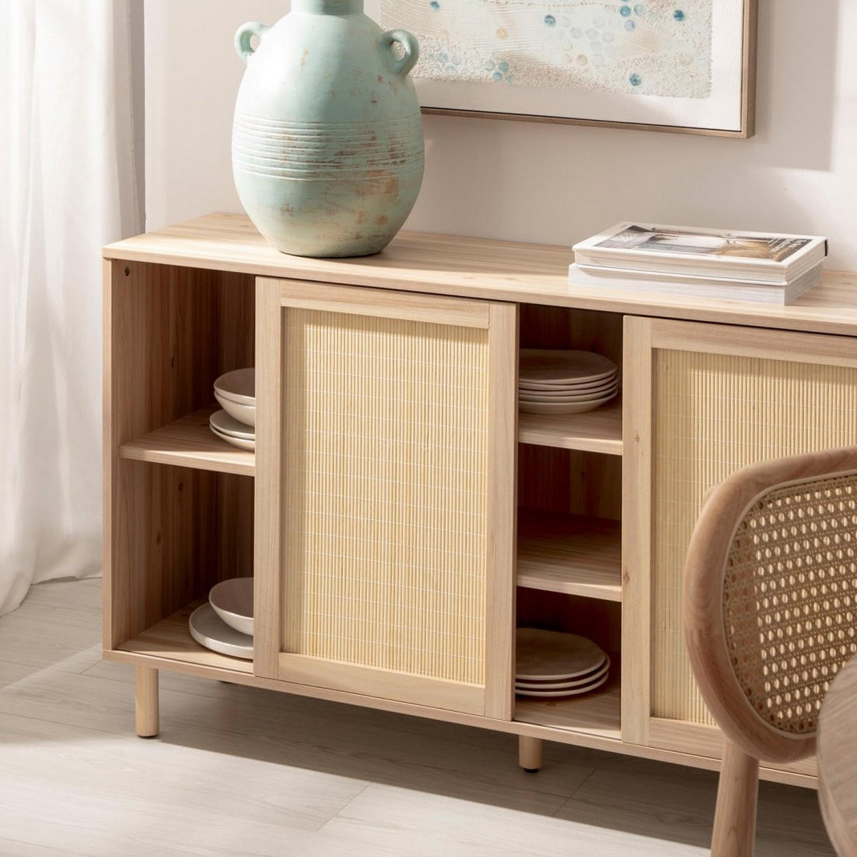 ANRICHTE NIEDRIGE Timor Natürlich 120 cm x 76 cm - Naturfarben, Holzwerkstoff (120/76/35cm) - Klast Home