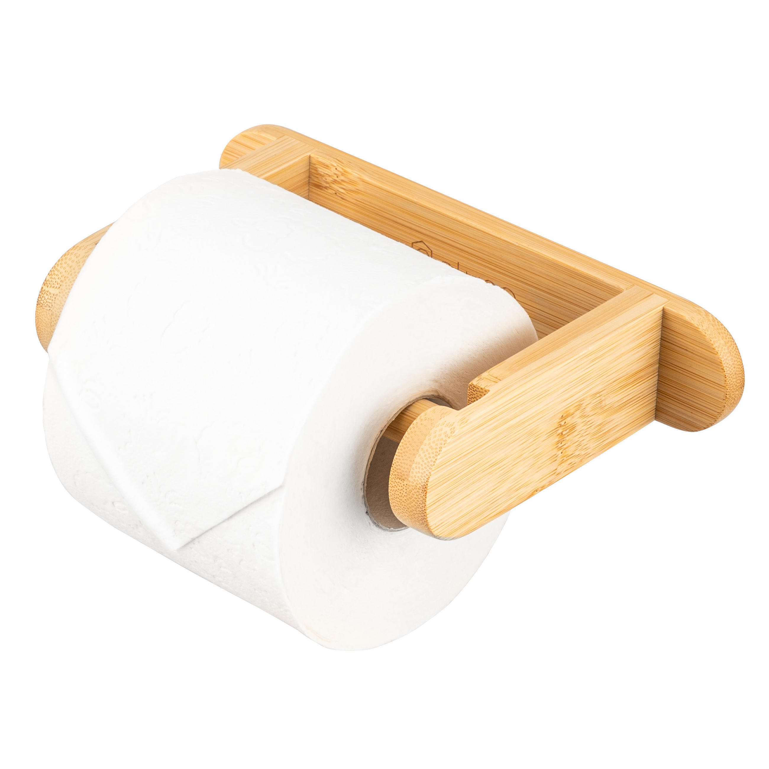 TOILETTENPAPIERHALTER, Bambus, zum Kleben - Braun, Holz (20/4/11.5cm) - eluno