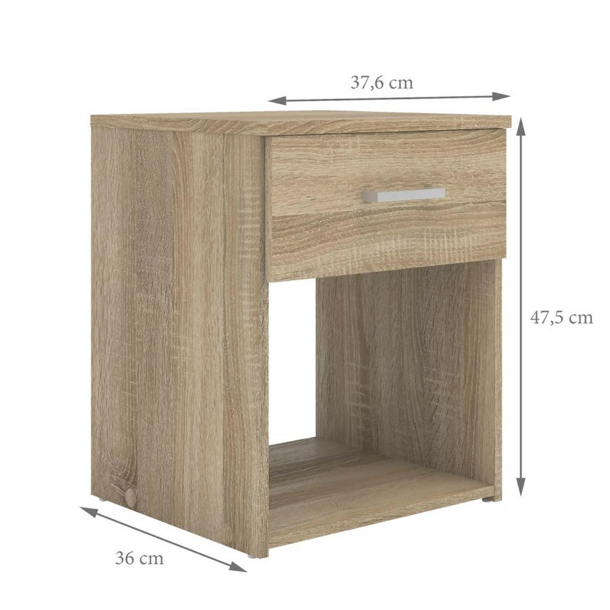 NACHTSCHRANK Eiche Dekor - Eichefarben, Holzwerkstoff (38/48/36cm) - ebuy24