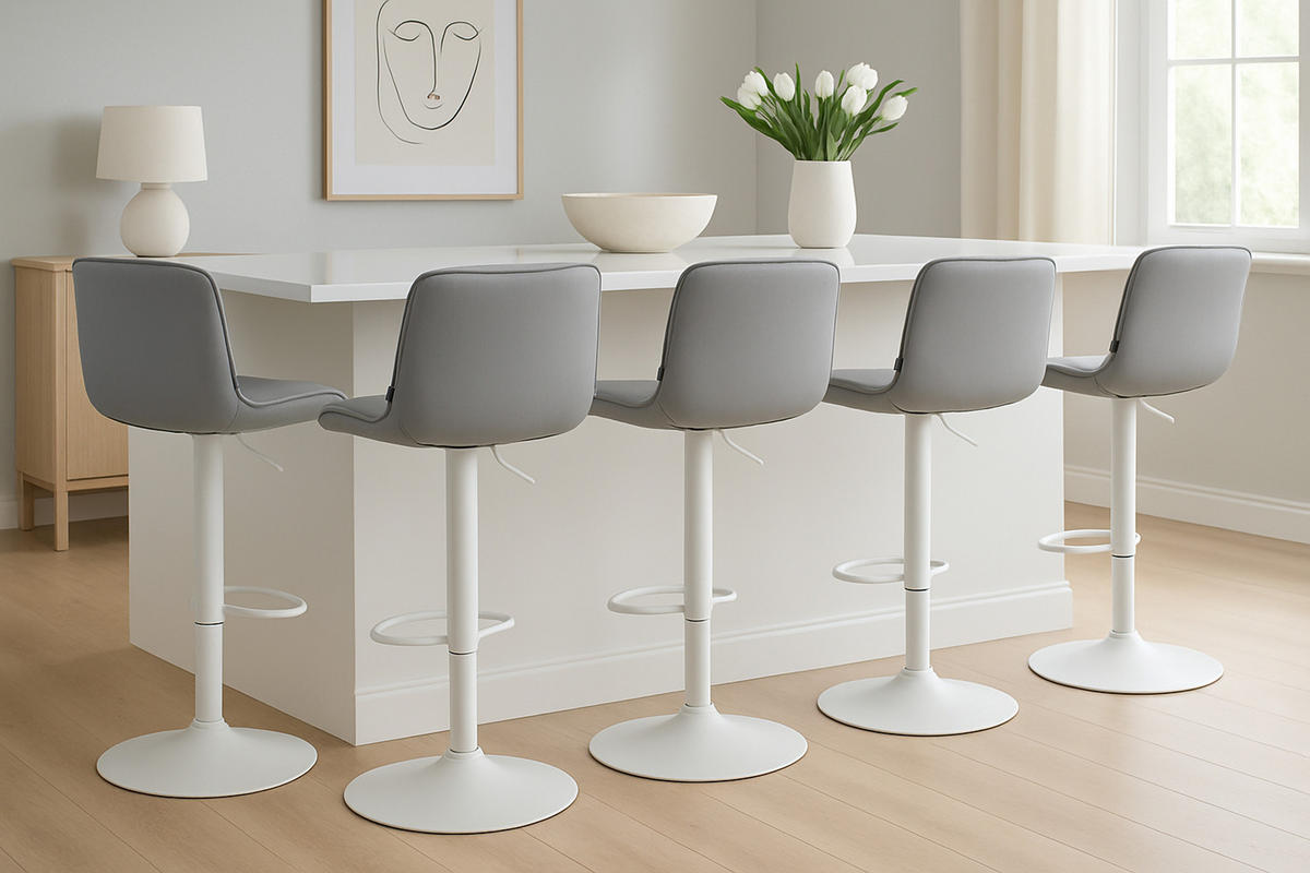 BARHOCKER 2er Set Vulcano Samt weiß grau - Weiß/Grau, Textil/Metall (49/106/51cm) - TPFLiving