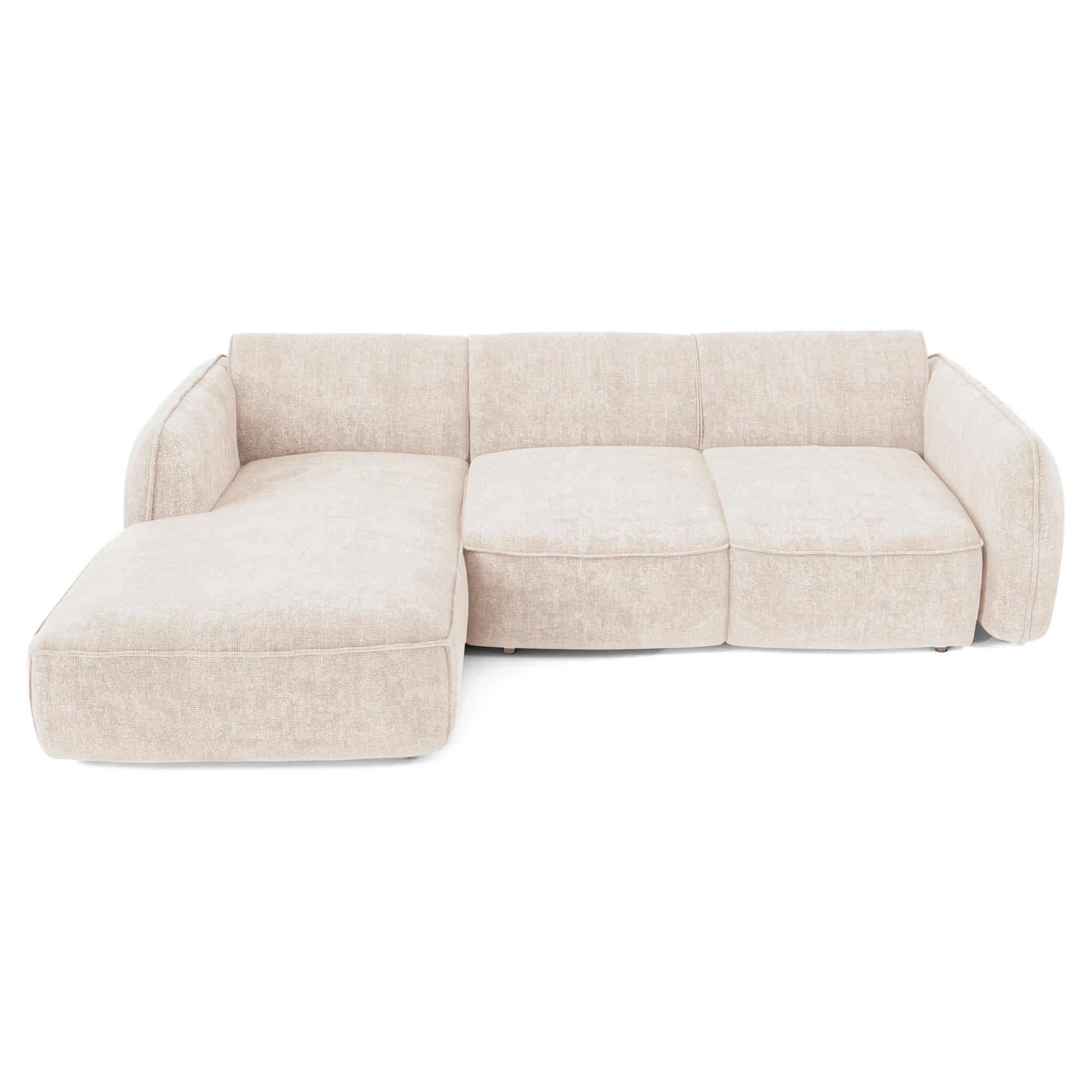 ECKSOFA RECHTS Rastervelours 274cm - Creme, Textil (274/174cm) - Sia Home