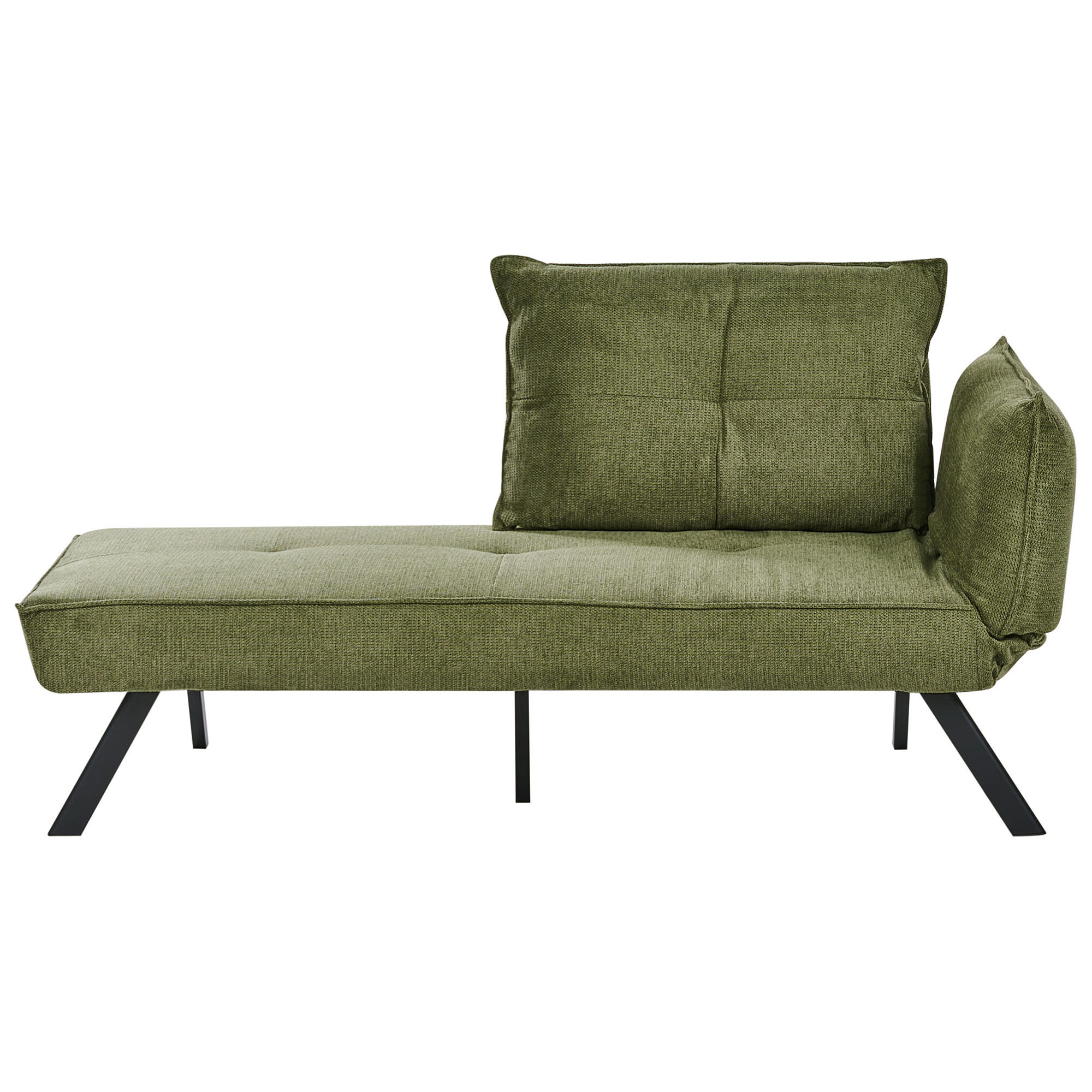 ČALOUNĚNÉ lehátko chaise longue pravostranné Zelené Rocamadour - černá/zelená barva, textil (150/83/72cm) - Beliani