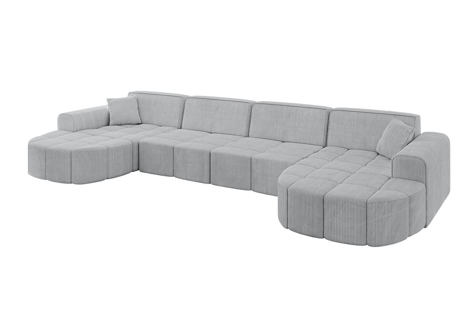 WOHNLANDSCHAFT LIVO-U2 - 400x173x79,5 cm Grau - Grau, Holzwerkstoff/Textil (400/79/173cm) - ALTDECOR