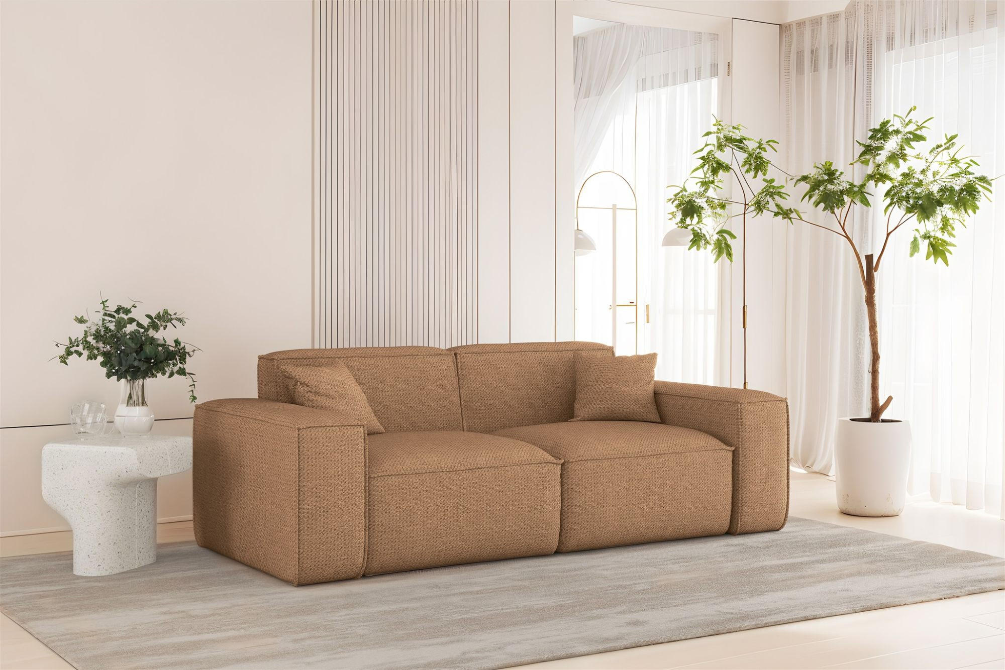 SOFA 2-sitzer Celes Premium In Artico - Rotbraun, Holzwerkstoff/Textil (182/73/90cm) - Fun Möbel