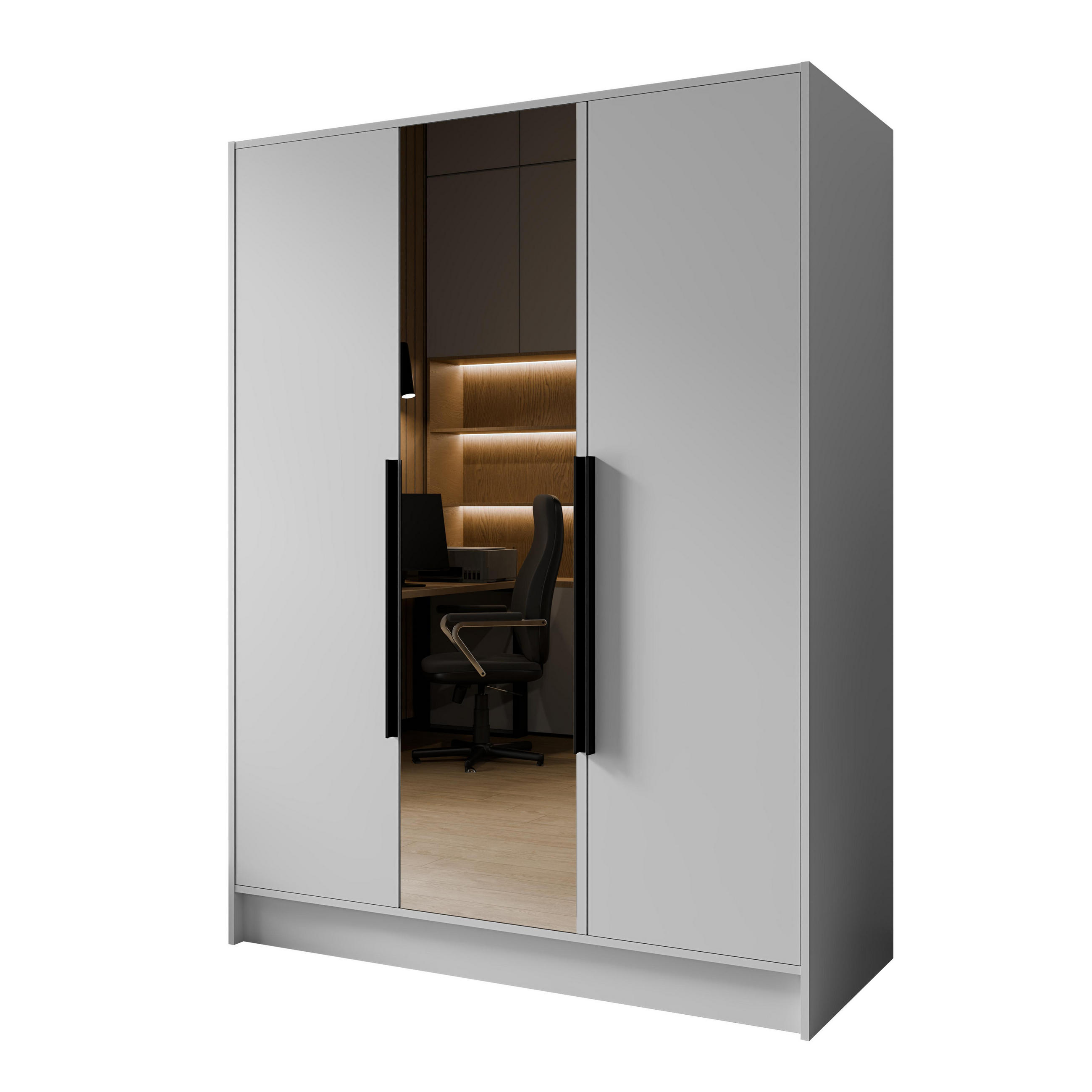 FLÜGELTÜRENSCHRANK LUSSO - Schwarz/Weiß, Holzwerkstoff (150/200/51cm) - Meblini