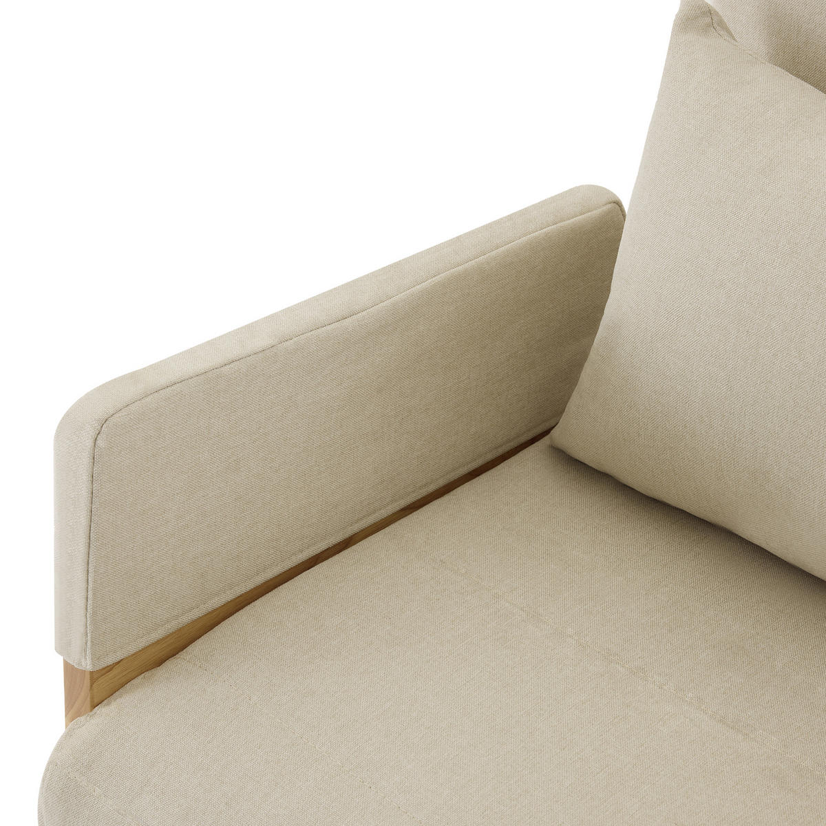 SCHLAFSESSEL Leinen Beige mit Schlaffunktion, Kissen und Holztablett - Beige/Naturfarben, Holz/Holzwerkstoff (66/88/74.5cm) - WISHDOR