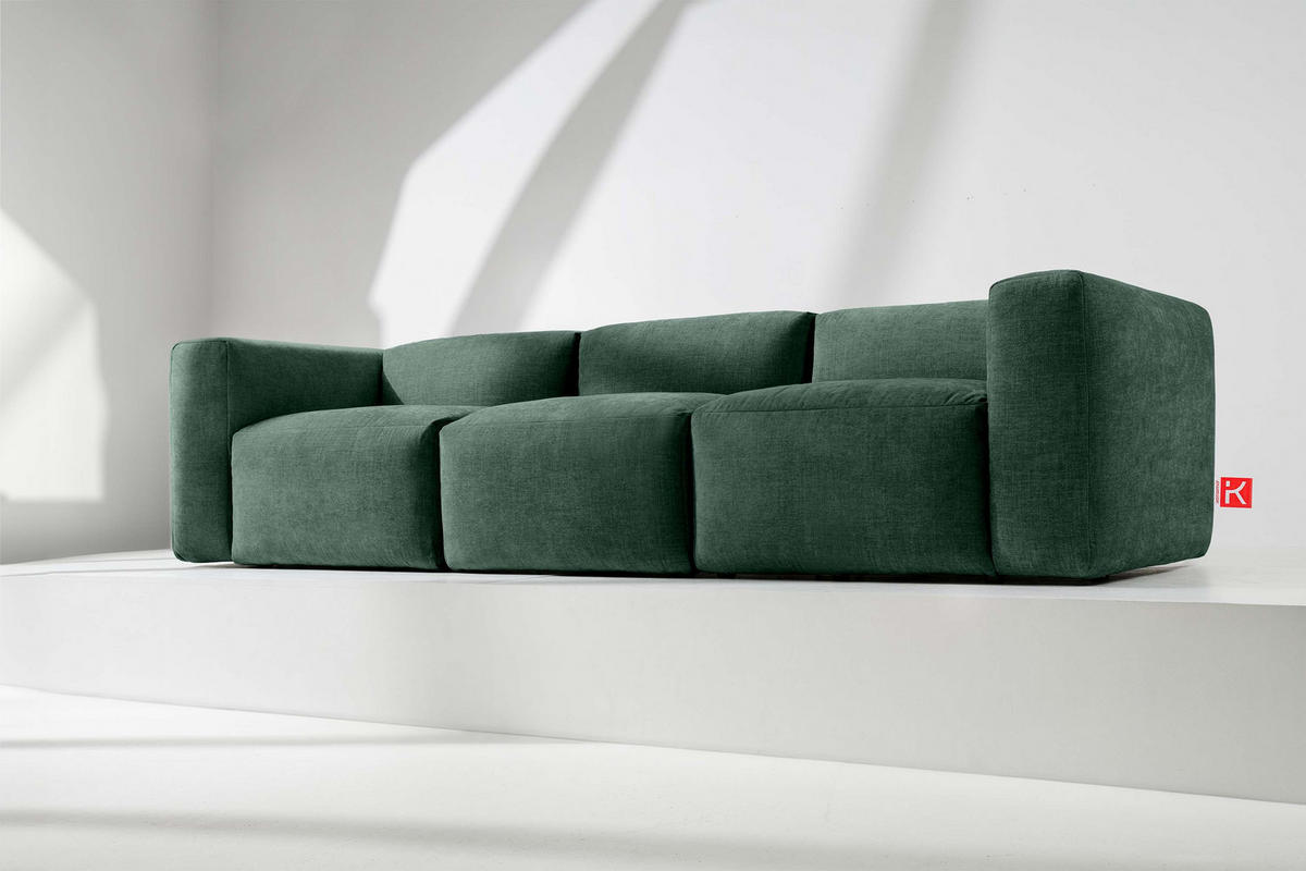 3-SITZER-MODULSOFA BUFFO mit extrem weicher und bequemer Sitzfläche, Gewebestoff, maritim - Grün, Textil (290/73/96cm) - KONSIMO®
