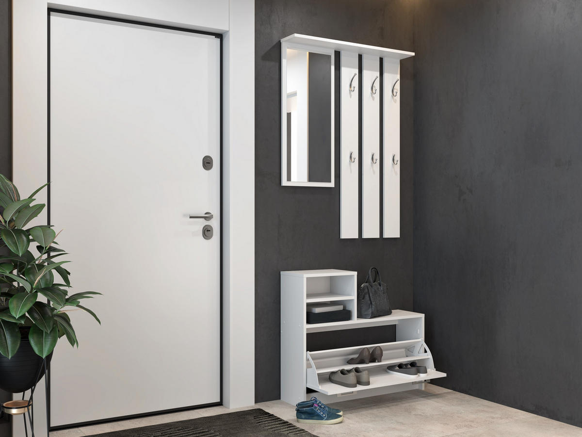 GARDEROBENSET Verena (2-teilig) - Weiß, Holzwerkstoff (85/180/24cm) - kommodly