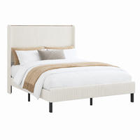 BETT Cord 160x200 cm Beige/Cream mit Metallgestell - Beige, Metall (160/200cm) - Meubliv