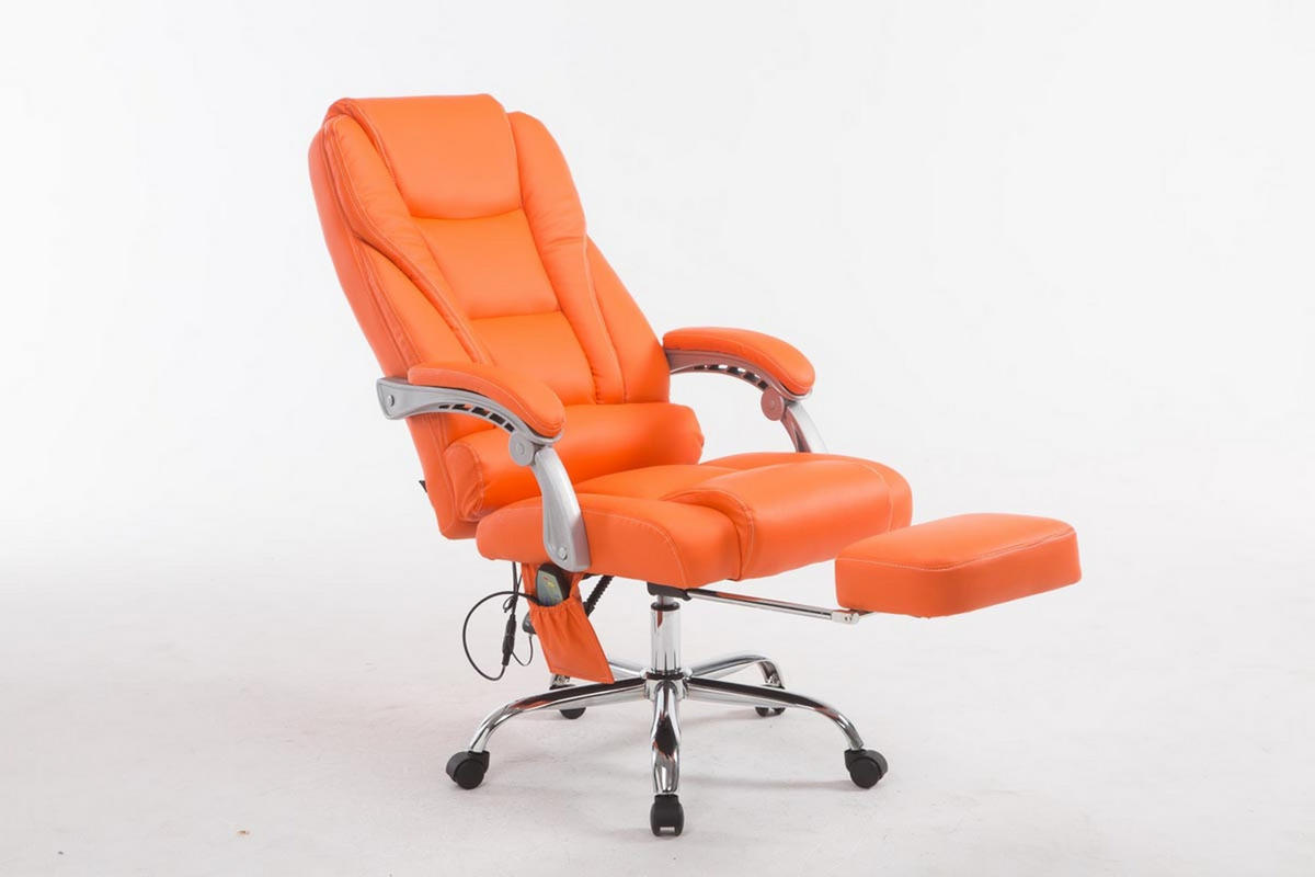 BÜROSTUHL Pacira-N, Kunstleder mit Massagefunktion Orange - Orange, Textil/Metall (68/127/64cm) - TPFLiving