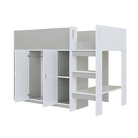 HOCHBETT aus Spanplatte 90x200 cm Weiß/Grau mit Schrank, Regalen und Stauraum - Grau, Holz (90/200cm) - IVMEU