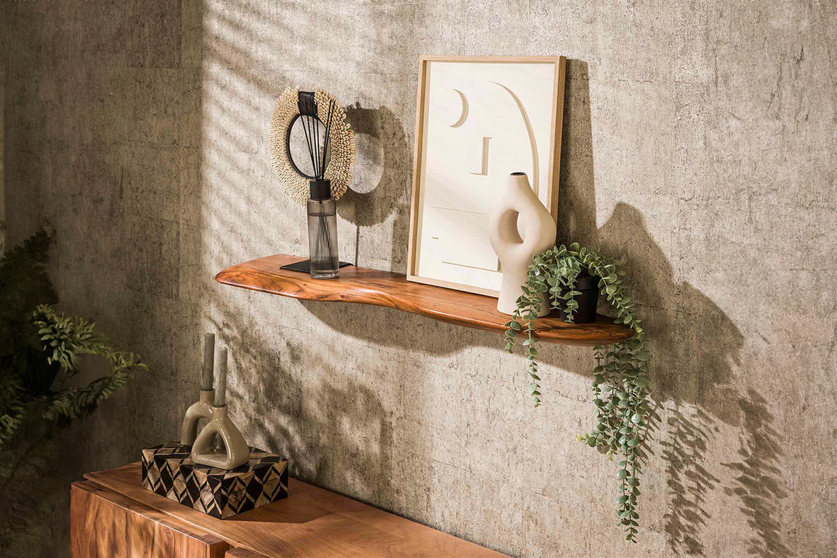 WANDREGAL HUZO Holz Akazie - Naturfarben, Holz (120/4/20cm) - KAWOLA