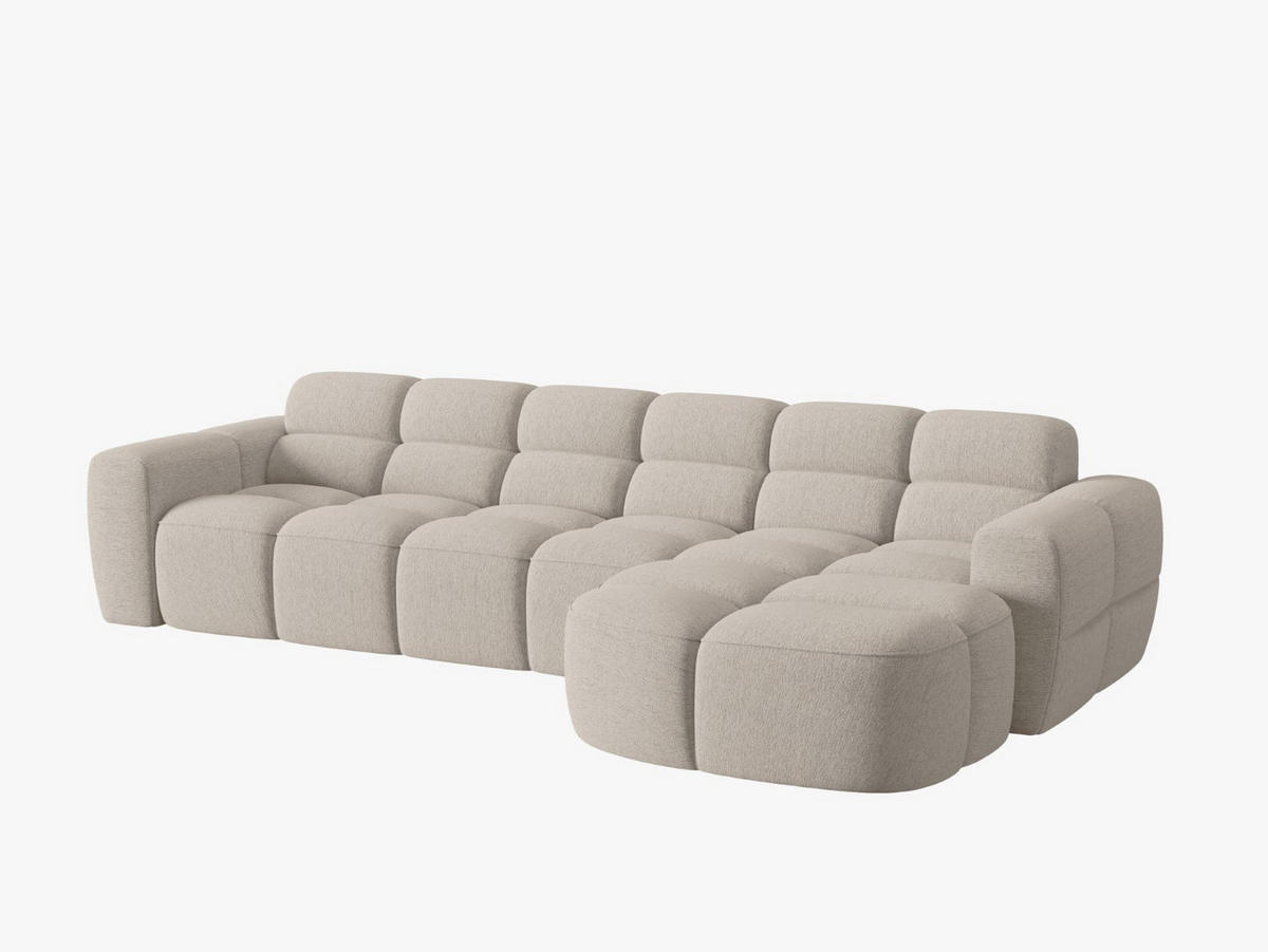 ECKSOFA rechts Lisa aus strukturiertem Stoff sand 4 Sitzplätze - Sandfarben, Textil (170/310cm) - Micadoni