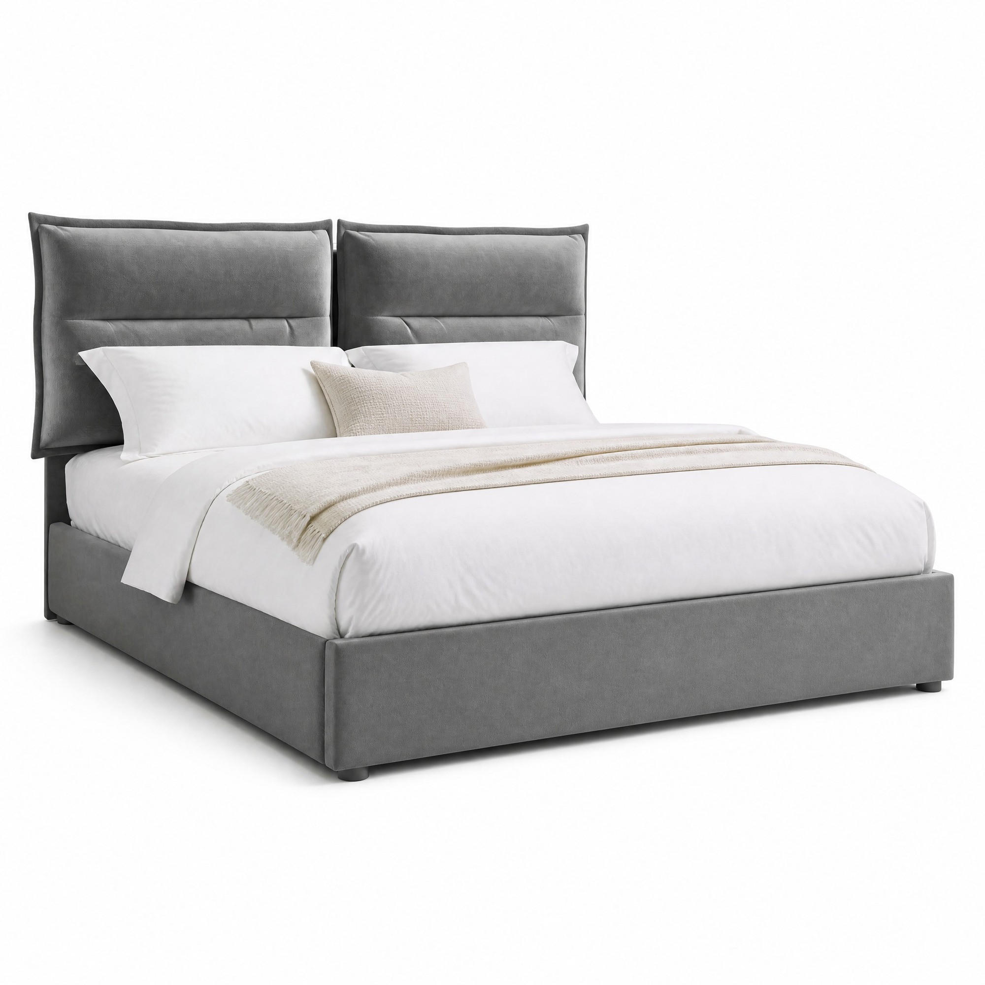 POLSTERBETT 140/200 cm in Grau mit Bettkasten und verstellbarem Kopfteil Samt - Grau, Holzwerkstoff/Textil (140/200cm) - CHICFURN