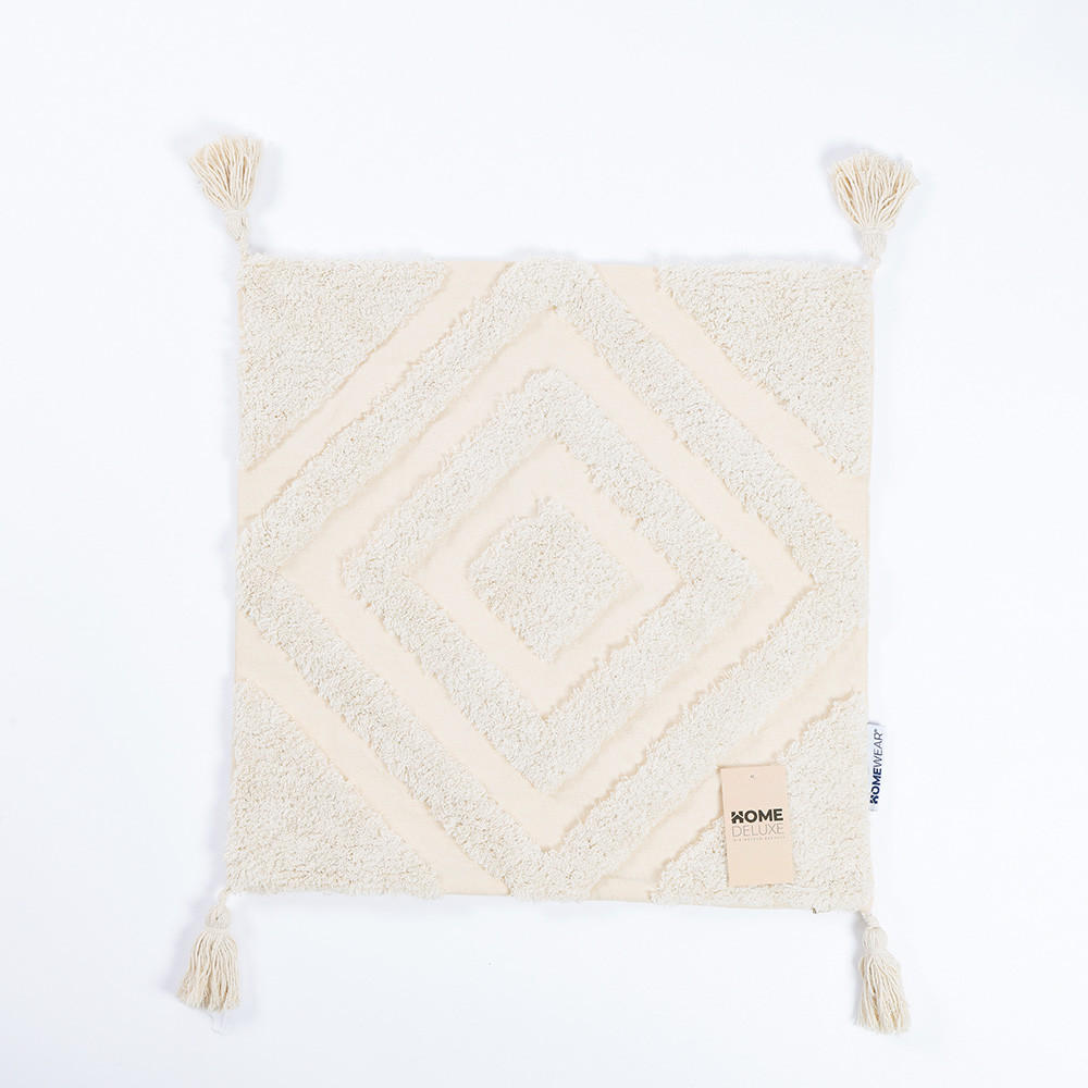 KISSENBEZUG JARA - Creme, Raute / ohne Kissenfüllung - Creme, Kunststoff (50/50cm) - Home Deluxe