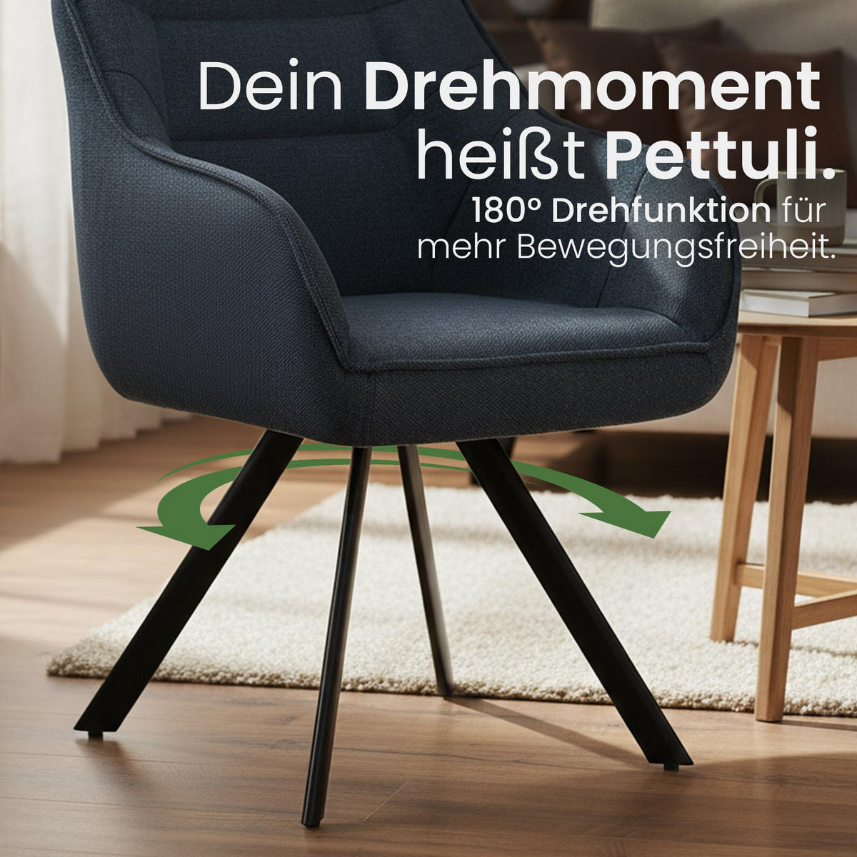 ESSZIMMERSTUHL Stoff Dunkelgrau - Dunkelgrau/Schwarz, Textil/Metall (57/89/64cm) - CLP