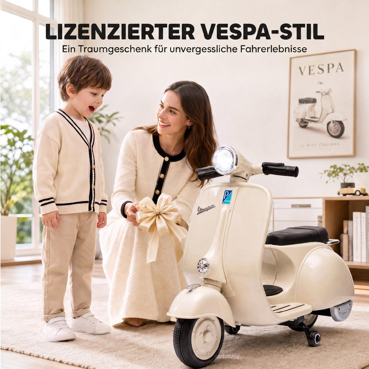 KINDERMOTORRAD Kunststoff Stahl Weiß - Weiß, Kunststoff (81/37/63cm) - AIYAPLAY