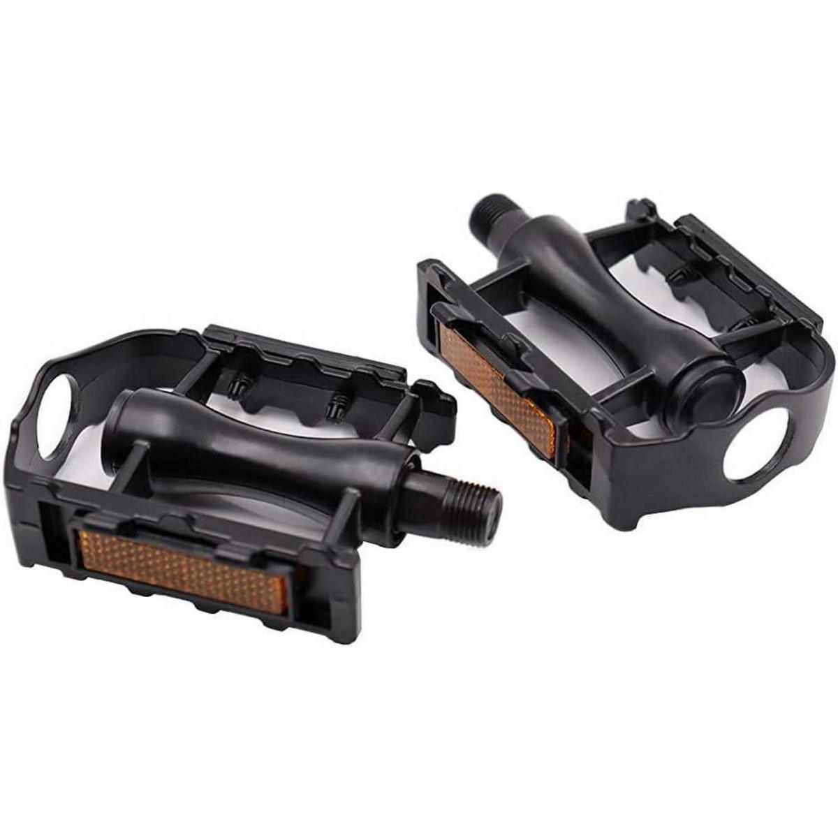 FAHRRADPEDALE 2er Set mit Reflektoren Aluminiumlegierung Schwarz - Schwarz, Kunststoff (13/1.5/20cm)