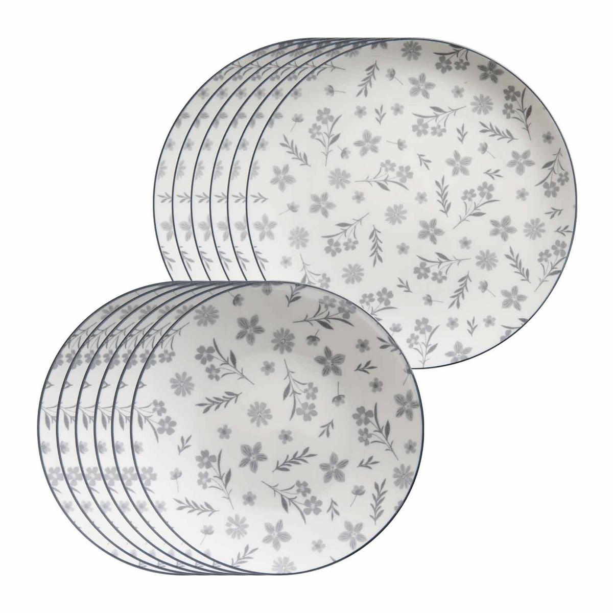 TAFELSERVICE Sendai Blume grau 12er Set - Grau, Keramik (1/1/1cm) - Ritzenhoff Breker