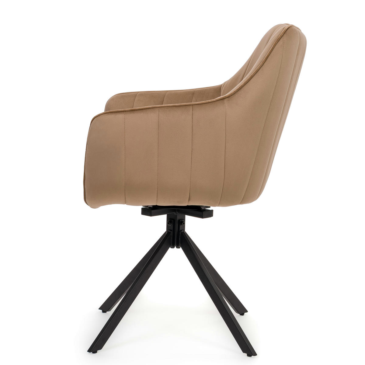 STUHL PIANO drehbar gepolsterter mit Steppung - beige - Velour - Beige/Schwarz, Textil/Metall (59/88/61cm) - NEW HOME