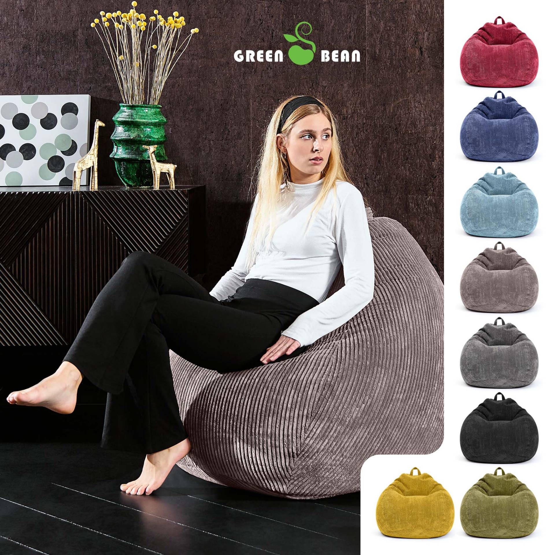 SITZSACK Indoor "Scoop" 90x110cm - Cord - Grau, Textil (90/110/90cm) - Green Bean