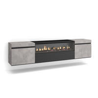 TV-SCHRANK zementgrau, mit Elektrokamin, Hängend, 200/35/45cm - Hellgrau, Holzwerkstoff (200/45/35cm) - Skraut Home