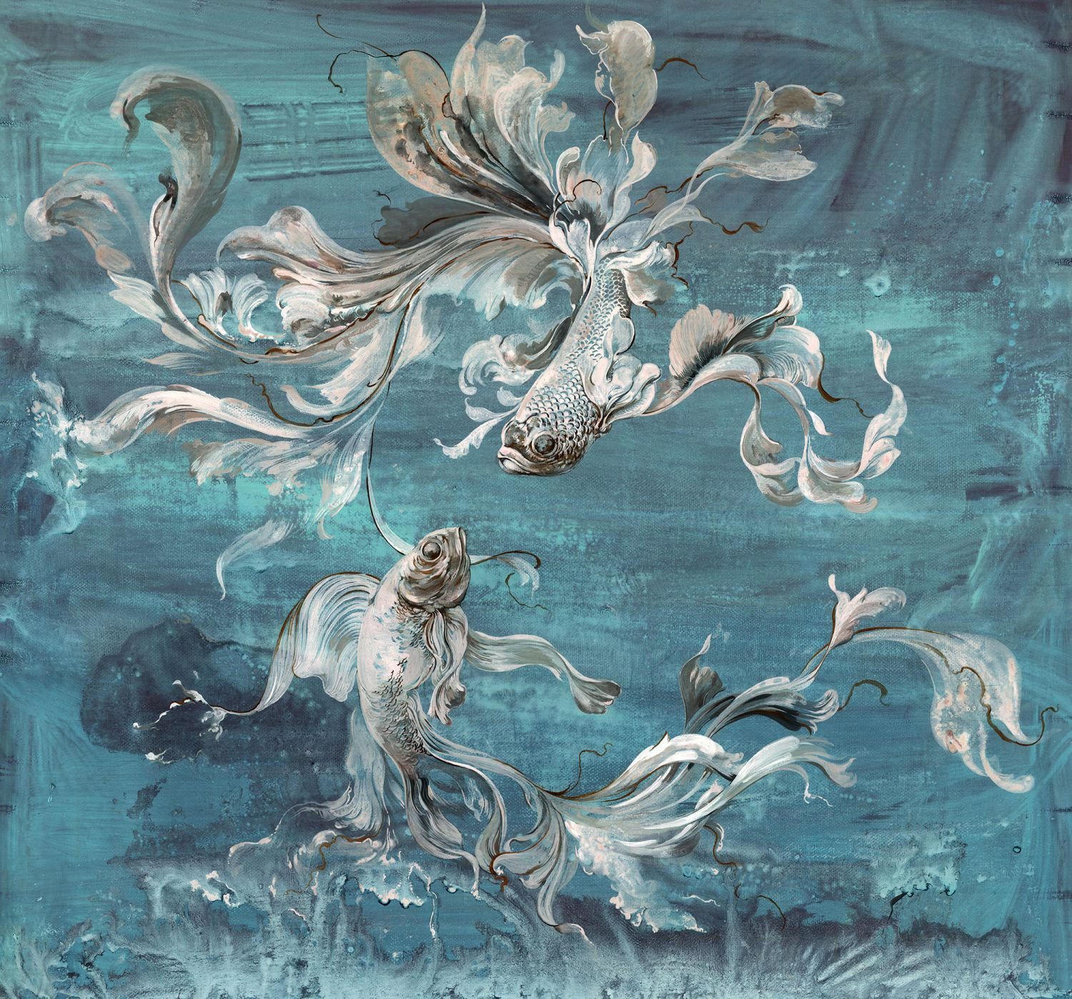 FOTOTAPETE Fische 300 x 280 cm - Blau, Papier (300/280cm) - Sanders & Sanders