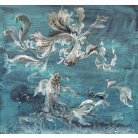 FOTOTAPETE Fische 300 x 280 cm - Blau, Papier (300/280cm) - Sanders & Sanders