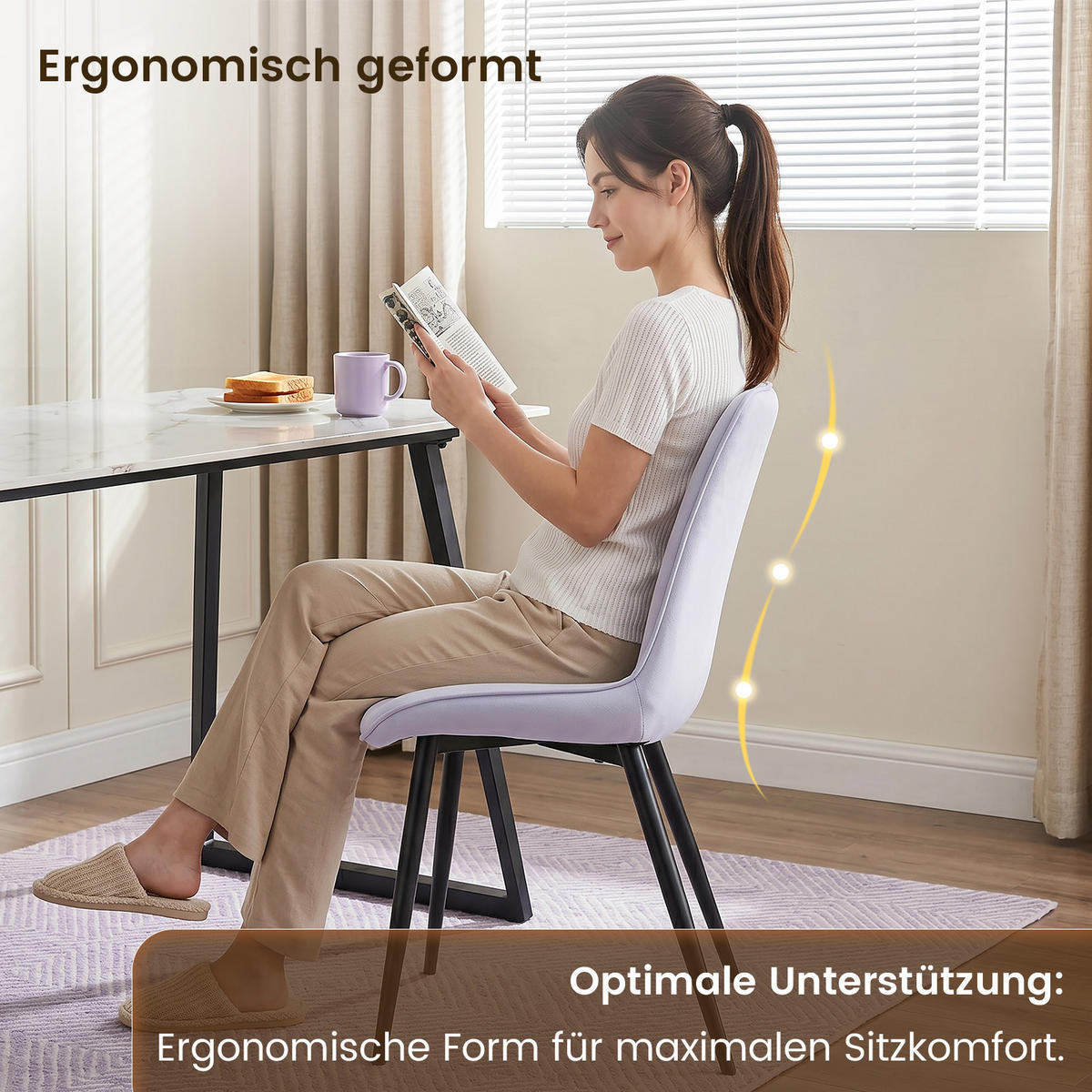 STUHL-SET 4 Stück Samt-YZ1 - Hellgrau, Textil/Metall (62.5/88/53cm) - HOMAVO