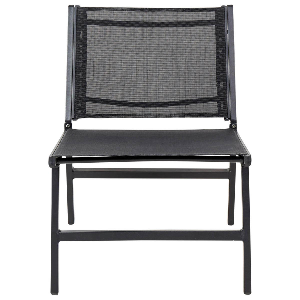 GARTENSTUHL 2er-SET Aluminium schwarz mit Fußhocker Marceddi - Schwarz, Textil (54/70/60cm) - Beliani
