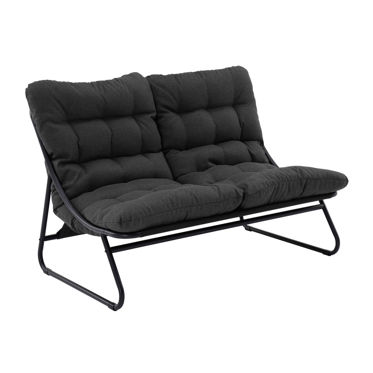 GARTENSET 4-Sitzer, Schwarz - Schwarz, Textil - Oviala