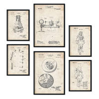 POSTER Set Mit 6 Plakaten Mit Astronaut Patenten Im Vintage Stil A3 & A4 Rahmenlos - Klar, Papier (29/3cm) - Nacnic