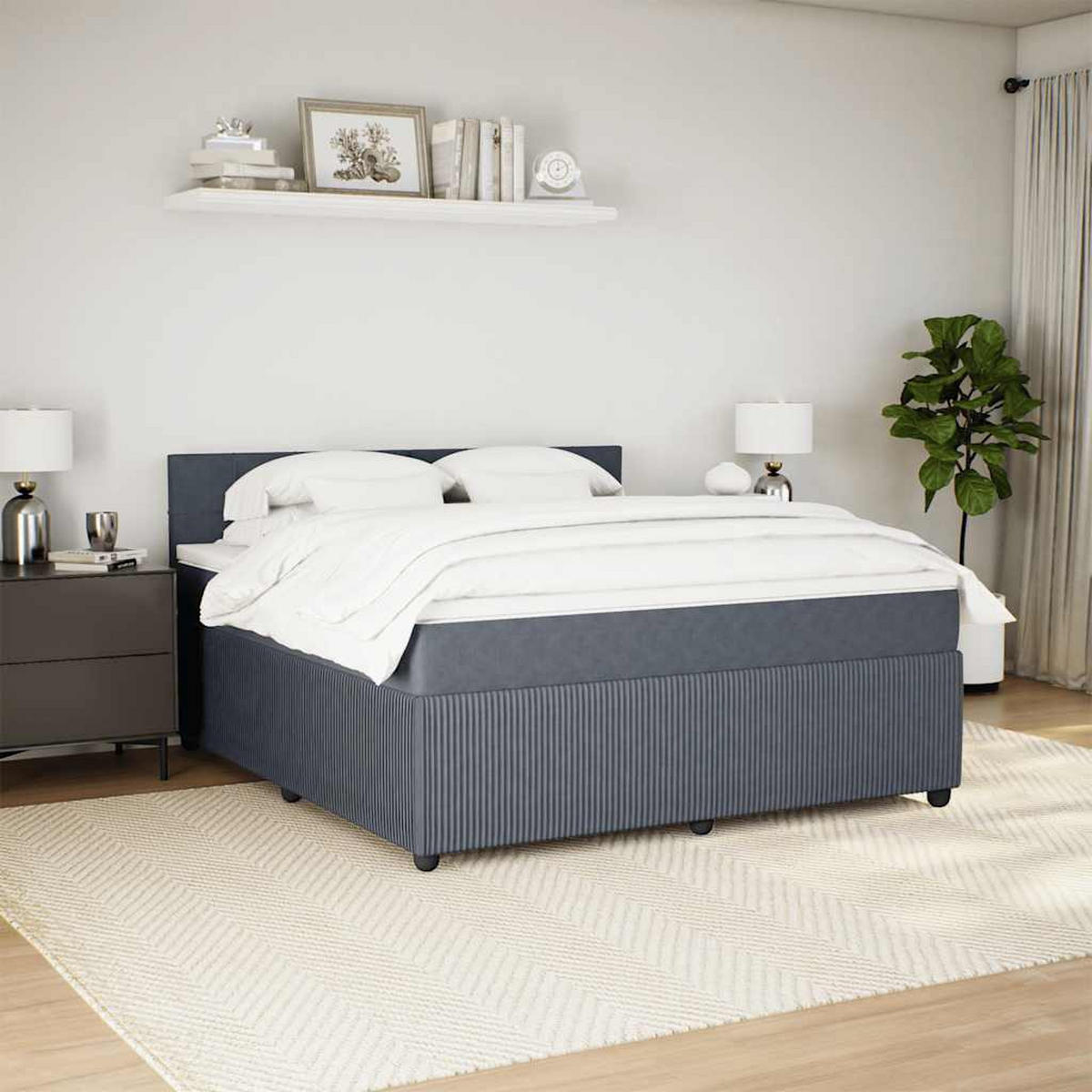 BOXSPRINGBETT Mit Matratze Dunkelgrau 180/200 Cm Samt - Grau, Textil (180/200cm) - vidaXL