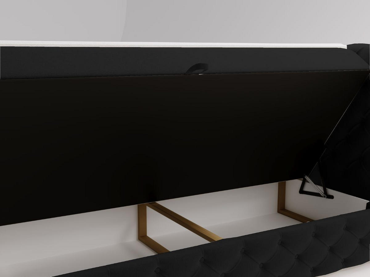 BOXBETT Canolo 140x200 Schwarz - Schwarz, Holz/Textil (140/200cm) - Graingold