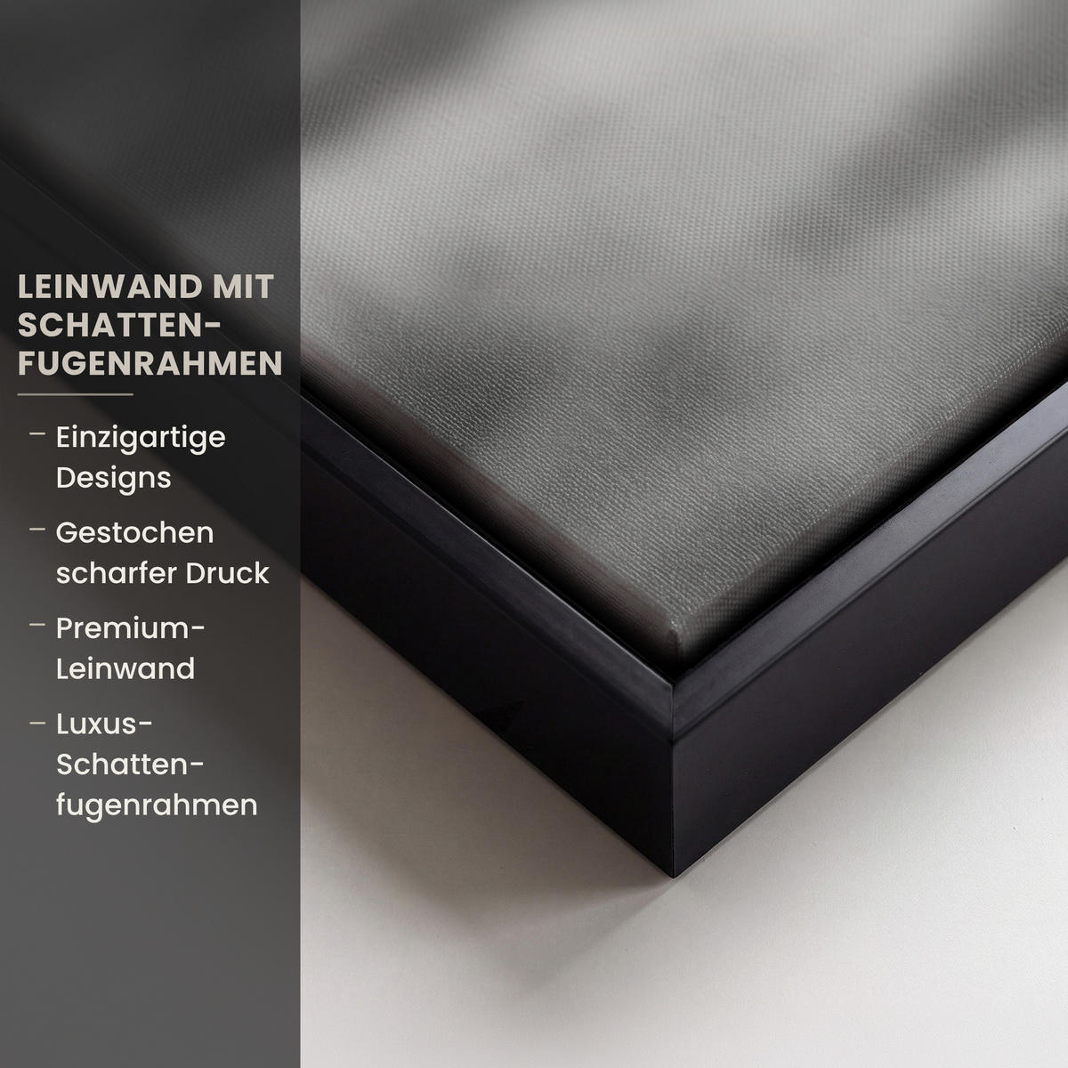 LEINWAND Bilder mit Rahmen - Schottischer Highlander - Nebel - Schwarz - Weiß - 90x90 - Grau, Textil (90/90cm) - MuchoWow